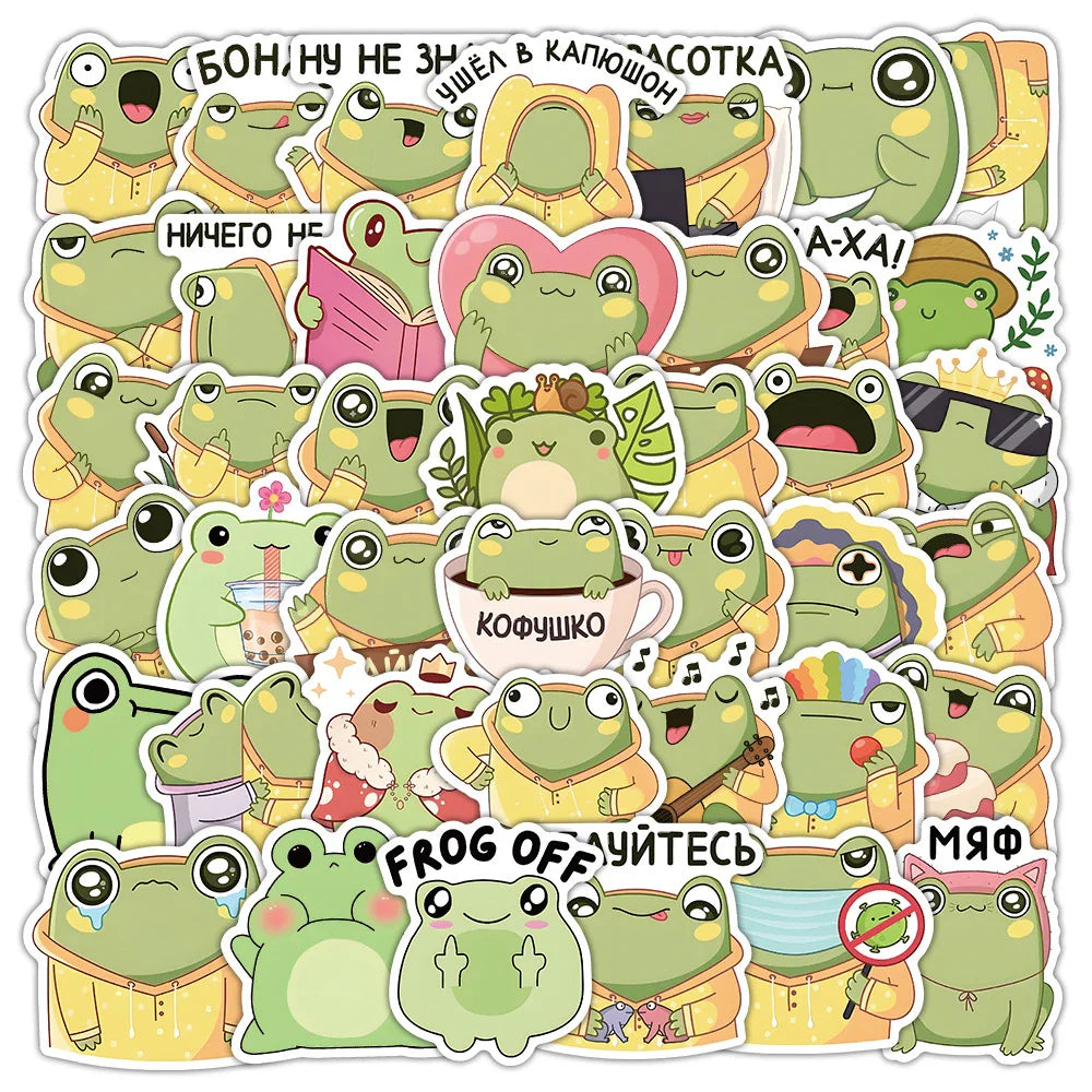 Cute Cartoon Frog Stickers Decals Waterproof for Fridge Laptop Phone Kids Toys (Online Order Only)