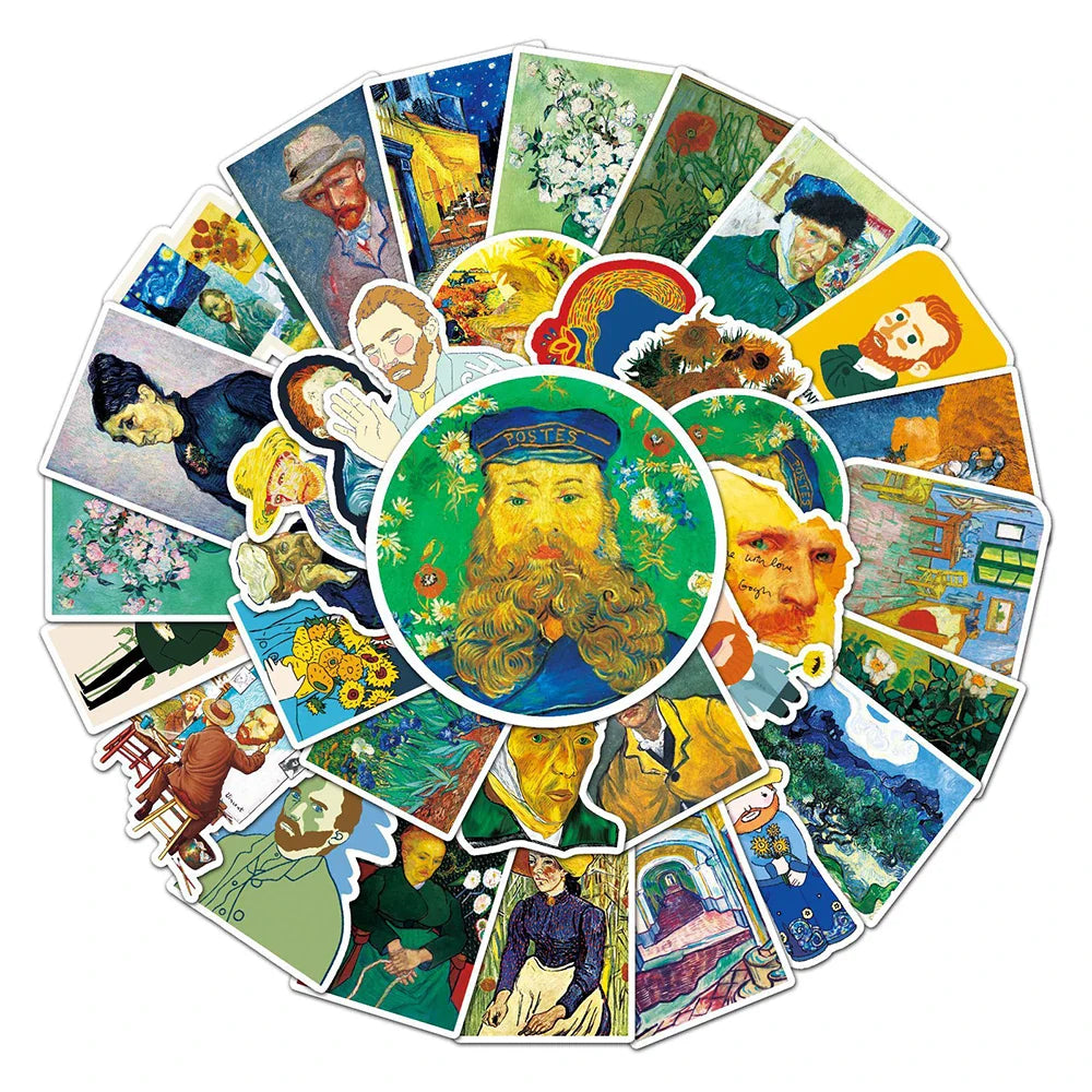 10/30/50PCS World Artist Oil Painting Work Vincent Van Gogh Aesthetic Sticker Packs (ONLINE ORDER ONLY)