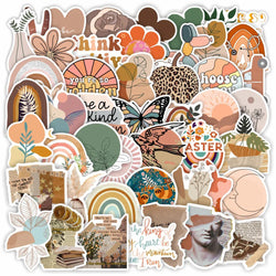 Bohemian Aesthetic Cartoon Stickers Pack - Waterproof Decals for Car, Bike, Luggage, Phone, Laptop (Online Order Only)