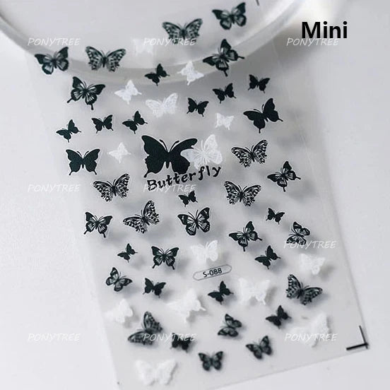 Black Rabbit Bunny Ribbon Bowknot Flower Cake Daisy Dessert Knife Fork Butterfly Self Adhesive Nail Art Stickers Manicure Decals (ONLINE ORDER ONLY)