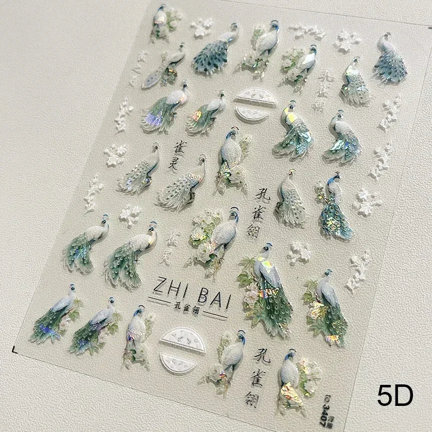 Gradient Halo Dyeing Dark Red Rose Flower Rhinestone Lace Bow Heart 3D Self Adhesive Nail Art Decoration Sticker Manicure Decals (ONLINE ORDER ONLY)