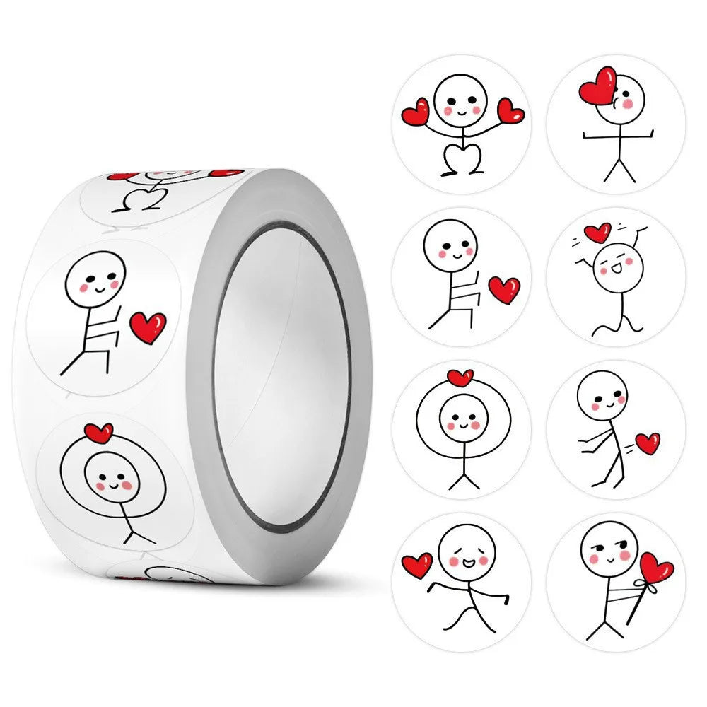500pc/1lot Cute Cartoon Heart Stickers for Valentine's Day Baking Packaging Sticker Envelope Seals Love Decorative Stickers Gift (ONLINE ORDER ONLY)