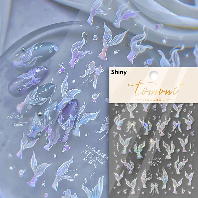 Little Red Fish Jelly Summer Goldfish Carp Ocean Beach Mermaid Sea Shiny Small Koi Soft Relief Nail Art Stickers Manicure Decals (ONLINE ORDER ONLY)