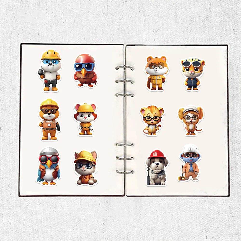 50pcs Professional Animals With Glasses Stickers Cute Decals Decoration DIY Skateboard Scrapbook Laptop Fridge Car Kids Toy (ONLINE ORDER ONLY)