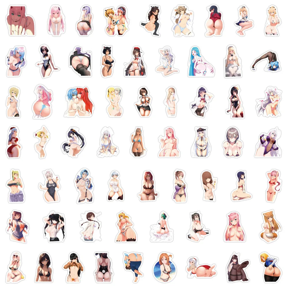10/30/60/120PCS Sexy Girl Cartoon Hentai Stickers Anime Waifu Graffiti DIY Laptop Phone Cup Car Bike Skateboard Guitar Decals (ONLINE ORDER ONLY)