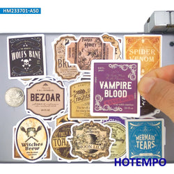 20/30/50Pieces Retro Alchemy Witch Brew Magic Potion Label Stickers for Bottle Scrapbook Diary Luggage Phone Laptop Sticker Toys (Online Order Only)
