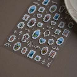 Retro Rose Gold Silver Totem Picture Photo Frame Flower 5D Self Adhesive Nail Art Stickers 5D Shiny Rhinestone Manicure Decals (ONLINE ORDER ONLY)