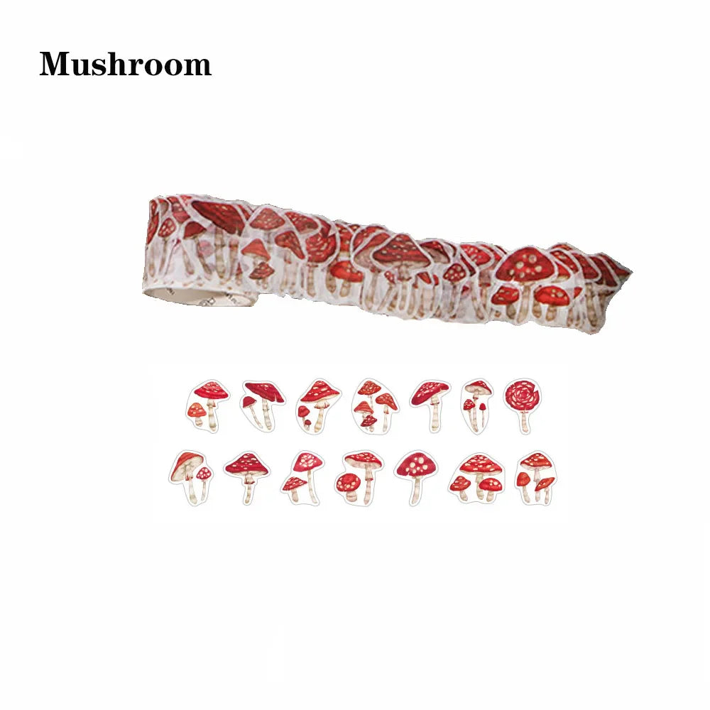100PCs/Roll Masking Washi Tape Mushroom Butterfly Flower Adhesive Tape Stationery Decoration DIY Scrapbooking Sticker Label (ONLINE ORDER ONLY)