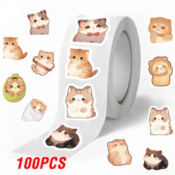 100-500pcs Cute Fat Cat Sticker Paper Reward Labels Thank You Sticker Gift Sealing Decoration Scrapbooking Stationery Supplies (ONLINE ORDER ONLY)