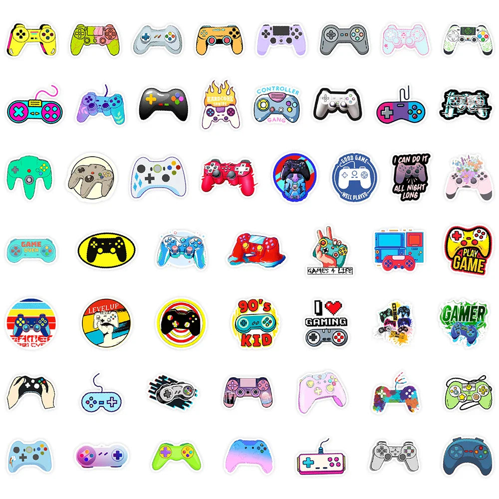 10/30/50PCS Gamepad Game Controller Stickers Decoration DIY Switch Phone Laptop Helmet Car Waterproof Sticker Toy For Kids Gift (ONLINE ORDER ONLY)