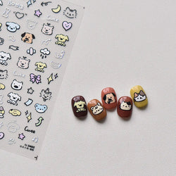 Line Cat Dog Bear Rabbit Chicken Animals Apple Cherry Cake Bowknot Butterfly Balloon Rainbow Nail Art Stickers Manicure Decals (ONLINE ORDER ONLY)