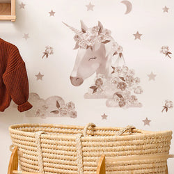 Pink Rabbit Moon Stars Wall Stickers for Kids Room Nursery Decor (ONLINE ORDER ONLY)