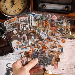JIANQI 6pcs Literary Retro Stickers PET Materials DIY Scrapbooking Art Collage Stationery Planner Decor Diary Stickers (Online Order Only)