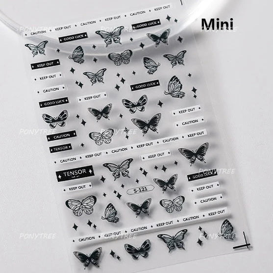 Black White Pearl Lace Butterfly Cross Retro Figure Flower Symmetric Self Adhesive Nail Art Stickers  Manicure Decals Wholesale (ONLINE ORDER ONLY)
