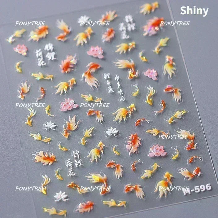 Hot Stamping Laser Shell Conch Starfish Pearl Whale Coral Dolphin Summer Beach Sea Wave Jellyfish Bubble Nail Art Stickers Decal (ONLINE ORDER ONLY)
