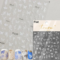Dreamy Charming Shiny Beautiful Black White Butterfly Flower Love Heart Bowknot 5D Self Adhesive Nail Art Sticker Manicure Decal (ONLINE ORDER ONLY)