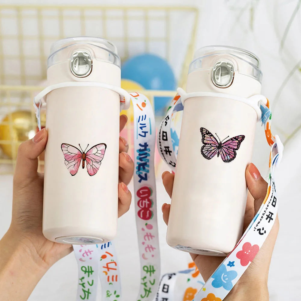 100-500pcs Butterfly Flower Sticker 8 Design Colorful Butterfly Decals Cute Stickers Party Decoration Scrapbook Stationery (ONLINE ORDER ONLY)