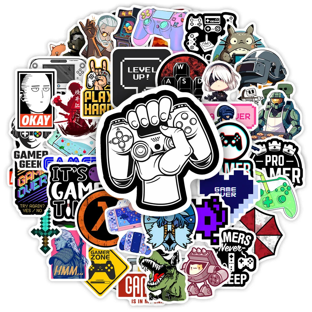 Funny Video Game Lovers Stickers DIY Gift Kids Toy Decal for Laptop Phone Scrapbook Luggage Decorative Graffiti Waterproof (ONLINE ORDER ONLY)