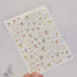 Hot Stamping Pearl Mahjong Get Rich Winning Card Bowknot Self Adhesive Nail Art Stickers Character Photo Frame Manicure Decals (Online Order Only)