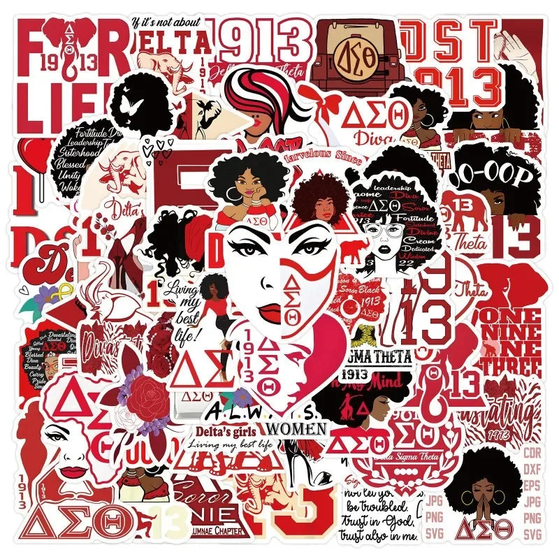 Delta Sigma Theta Sorority Stickers Pack - Laptop, Water Bottle, Suitcase Decor (Online Order Only)