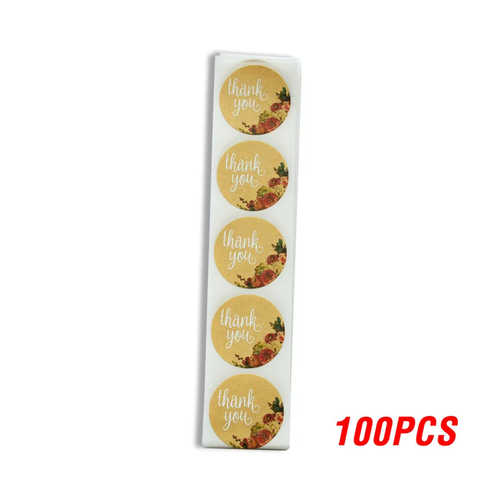 100-500pcs Round Natural Kraft Handmade Stickers Scrapbooking For Package Adhesive Thank You Sticker Seal Labels Stationery (ONLINE ORDER ONLY)