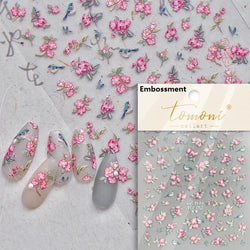 Charming Dreamy Shiny Jelly Blue Gradient Lily Flowers Rose Petal White Dot Chinese Colorful Nail Art Stickers Manicure Decals (ONLINE ORDER ONLY)