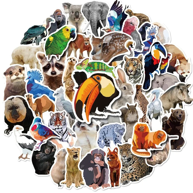 Rainforest Jungle Animal Stickers Wall Decals Laptop Water Bottle Scrapbooking Luggage (Online Order Only)