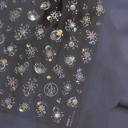 Shiny White Pink Blue Gold Snowflakes Hexagon Water Bubbles Winter 5D Self Adhesive Nail Art Stickers Rhinestone Manicure Decals (ONLINE ORDER ONLY)