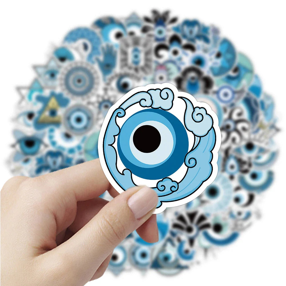 10/30/50pcs New Turkish Evil Eye Graffiti Stickers Skateboard Laptop Motorcycle Album Car Luggage Cool Waterproof Sticker Toy (ONLINE ORDER ONLY)