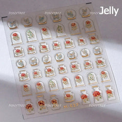 Chic Romantic Red White Flower Hot Stamping 5D Self Adhesive Nail Art Stickers Shiny Dreamy Camellia Rhinestone Manicure Decals (ONLINE ORDER ONLY)
