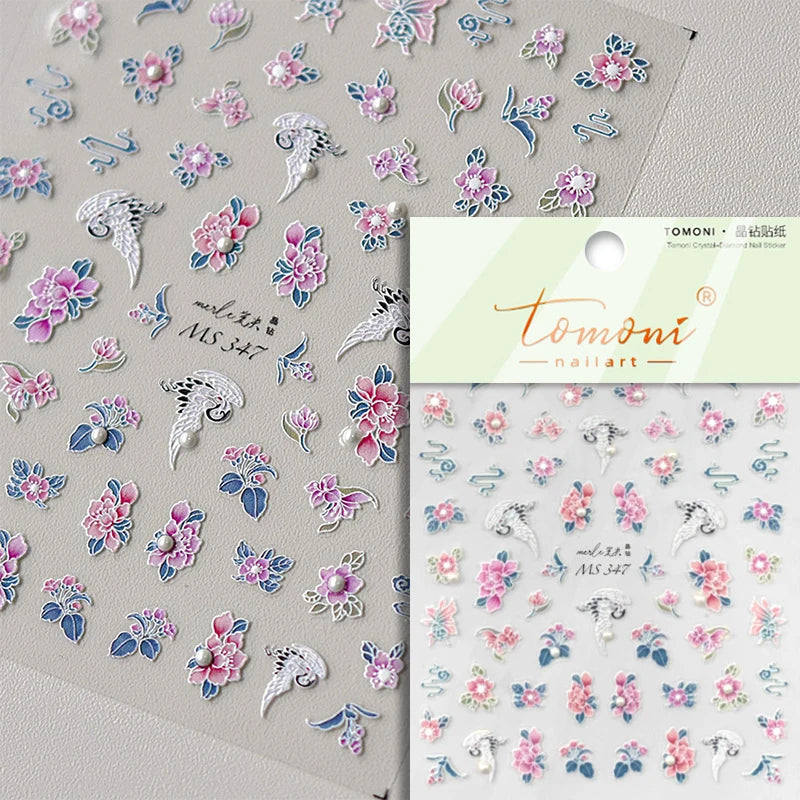 Swallow Bird Insect Animal Phoenix Peacock Dove 3D Self Adhesive Nail Art Stickers Chinese Ancient Poetry Manicure 5D DIY Decals (ONLINE ORDER ONLY)