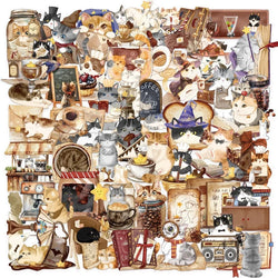 50PCS Kawaii Magic Cat PET Sticker Aesthetic Transparent Decoration Scrapbooking Stationery Hand Accounting Supplies for Kids (ONLINE ORDER ONLY)