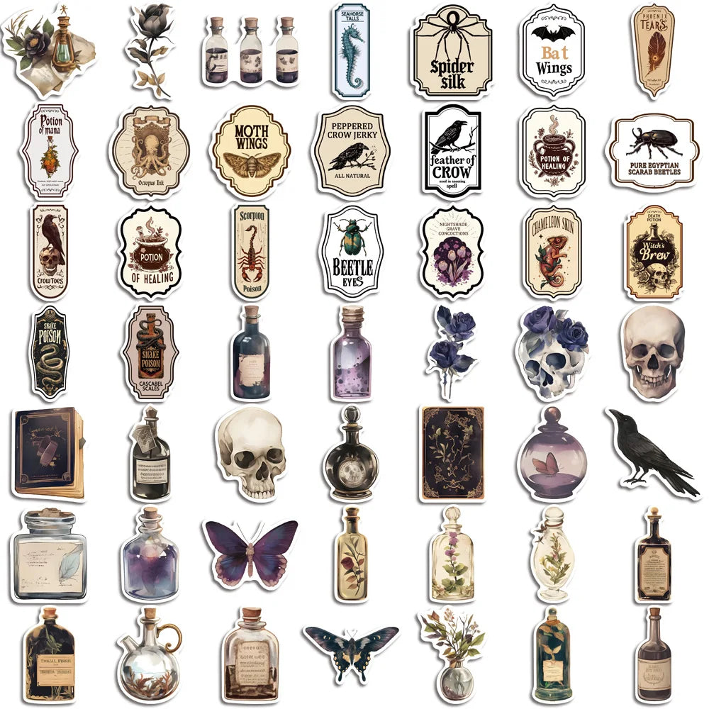 50PCS Cool Gothic Graffiti Skull Stickers Decals Kids Toy DIY Diary Suitcase Scrapbook Phone Laptop Bike Sticker (ONLINE ORDER ONLY)