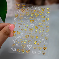 1pc Bohemian Valentine Nail Stickers 3D Self-Adhesive Fantasy Nail Art Glitter Sun, Heart, Lock, Star & Moon Designs Nail Decals (ONLINE ORDER ONLY)