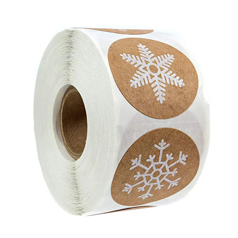 100-500pcs Round Christmas Stickers 6 Styles Snowflake Holiday Sticker Halloween Cute Lable For Scrapbooking Stationery Sticker (Online Order Only)