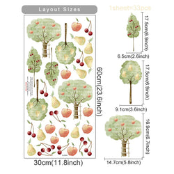 Boho Fruit Tree Wall Stickers Watercolor Nursery Decals (Online Order Only)