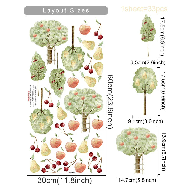 Boho Fruit Tree Wall Stickers Watercolor Kids Nursery Decals (Online Order Only)