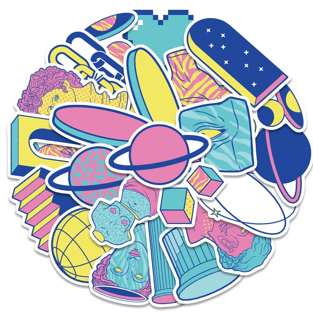 10/25PCS Cartoon Vaporwave Art Graffiti Stickers Aesthetic Decals For Scrapbook Phone Laptop Luggage Bike Car Sticker Kids Toy (ONLINE ORDER ONLY)