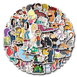 10/30/55PCS American Dad Cartoon Stickers Funny Animation Sticker DIY Luggage Laptop Guitar Car Bike Skateboard Decals Kids Toys (ONLINE ORDER ONLY)