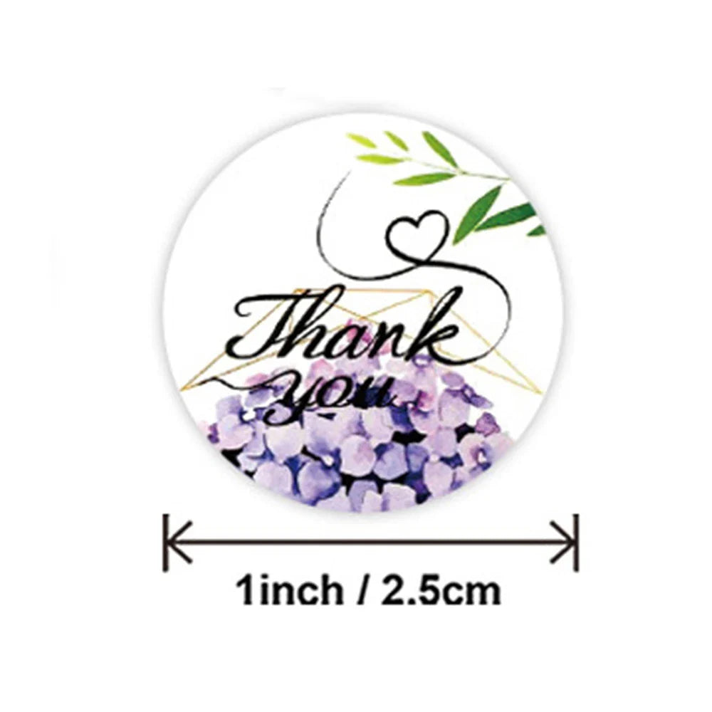 500pcs/roll Thank You Stickers Flower Pattern Party Wedding Decoration Gift Envelope Seal Labels Scrapbooking Stickers (ONLINE ORDER ONLY)