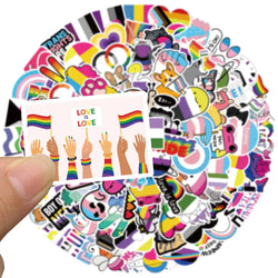 50/100pcs Colorful Cool Cartoon Rainbow LGBTQ Stickers For Laptop Phone Guitar Luggage Diary Waterproof Graffiti Vinyl Decals (ONLINE ORDER ONLY)