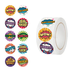 500pcs Cute Reward Stickers Roll with Word Motivational Stickers for School Teacher Kids Student Stationery Stickers Kids (Online Order Only)