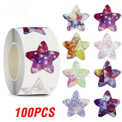 100-500pcs Glitter Star Stickers for Kids School Teacher Reward Sticker Party Decor Small Business Label Scrapbooking Stickers (Online Order Only)