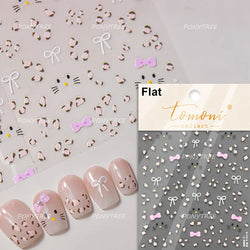 Cute Leopard Cat Ginger Cat Paw Bowknot Knitting Wool Ball Fish Self Adhesive Nail Art Stickers IllusionChic Manicure Decals (ONLINE ORDER ONLY)