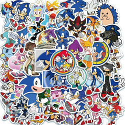 50Pcs/Set Cartoon Sonic Stickers Hedgehog Anime Toys Cartoon Graffiti Sticker for Water Bottle Laptop Luggage (Online Order Only)