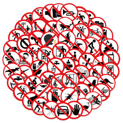 10/50pcs Funny Warning Mark Danger Banning Sign Graffiti Stickers Label Decorative Decals Luggage Laptop Car Waterproof Sticker (Online Order Only)