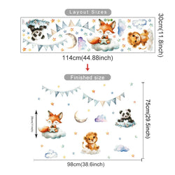 Fox Lion Clouds Animal Wall Stickers for Kids Room Decor (Online Order Only)