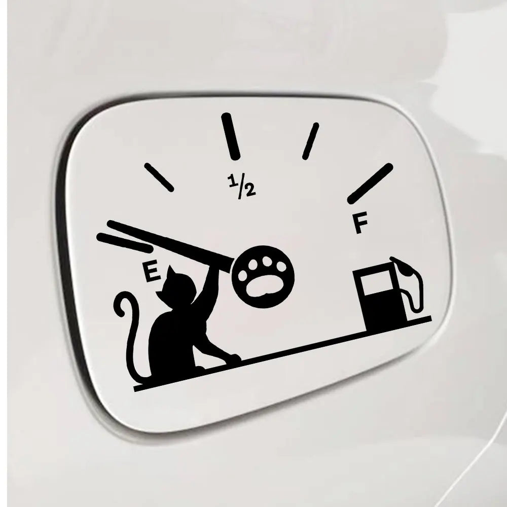 Cute Cat Full Gas Gauge Sticker for Car Fuel Tank Cap Door Decoration Exterior Accessories Outdoor Stickers Pvc Vinyl Decals (ONLINE ORDER ONLY)