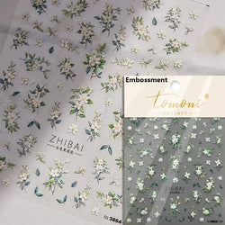 Charming Dreamy Shiny Jelly Blue Gradient Lily Flowers Rose Petal White Dot Chinese Colorful Nail Art Stickers Manicure Decals (ONLINE ORDER ONLY)