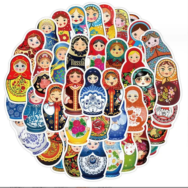 Cartoon Russian Doll Stickers 10/30/50Pcs for Laptop Snowboard Luggage Car Fridge Decor (ONLINE ORDER ONLY)